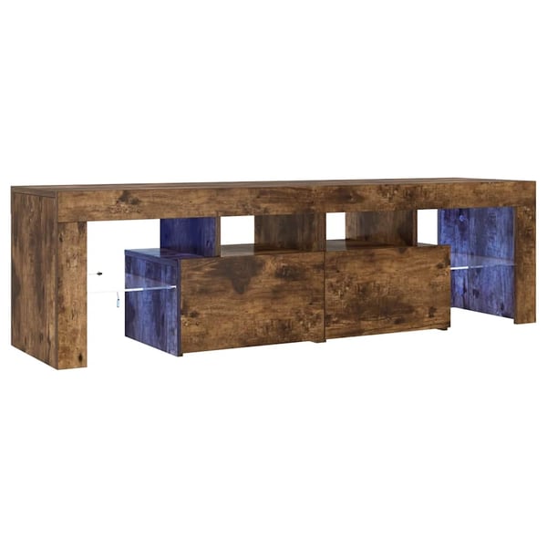 vidaXL TV-benk med LED-lys røkt eik 140x36,5x40 cm