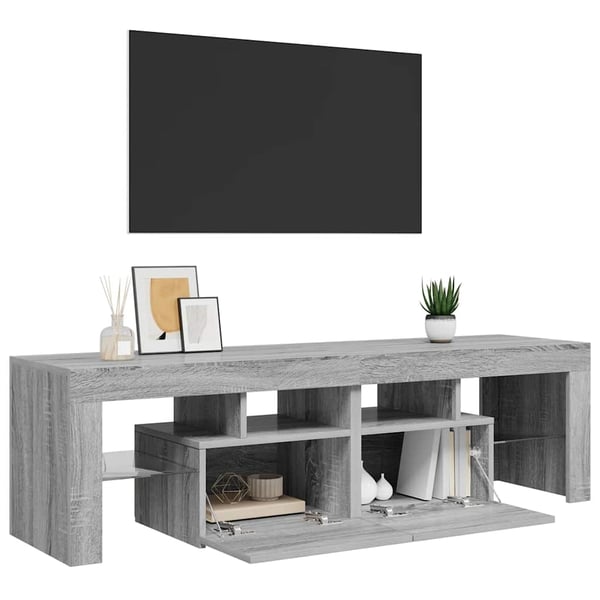 vidaXL tv-bord med LED-lys 140x36,5x40 cm grå sonoma-eg
