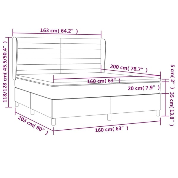 vidaXL kontinentalseng med madras 160x200 cm stof cremefarvet