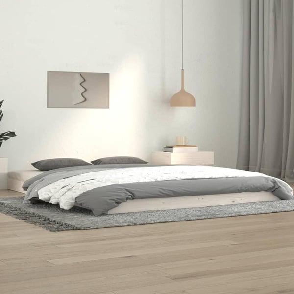 vidaXL sengeramme 140x190 cm massivt fyrretræ hvid