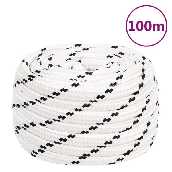 vidaXL arbejdsreb 16 mm 100 m polyester hvid