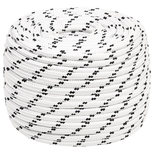 vidaXL Flettet båttau hvit 14 mmx250 m polyester