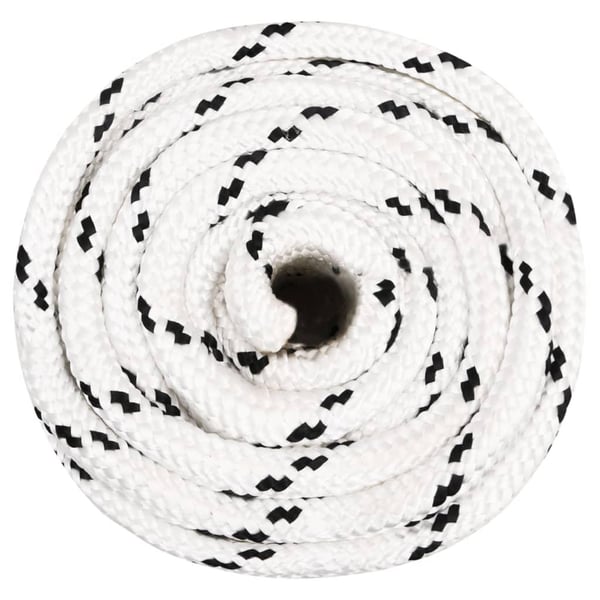 vidaXL Flettet båttau hvit 20 mm x 100 m polyester