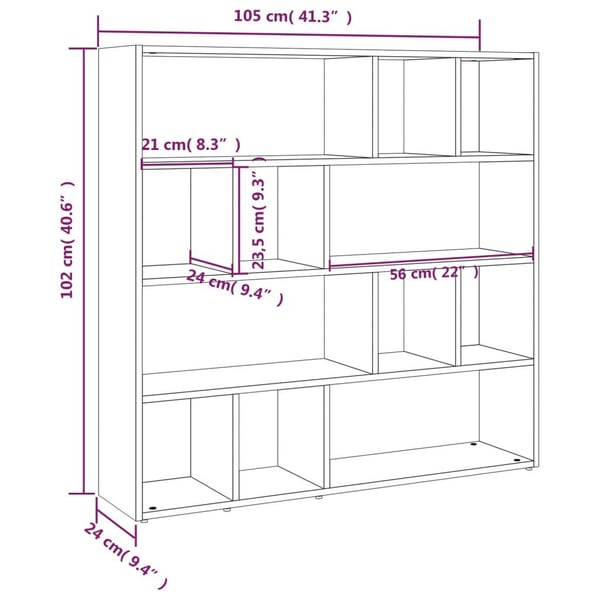 vidaXL Bokhylle/romdeler sonoma eik 105x24x102 cm