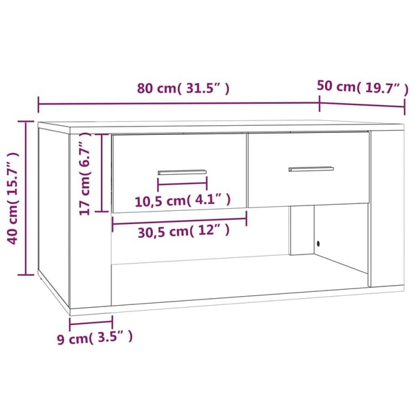 vidaXL Salongbord røkt eik 80x50x40 cm konstruert tre