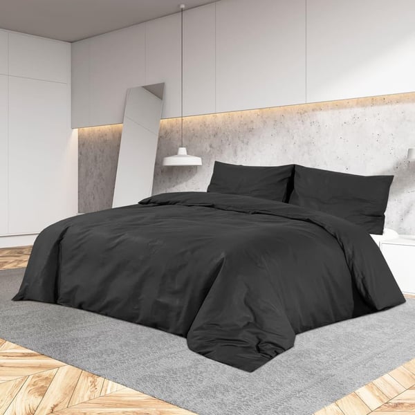 vidaXL sengetøj 200x200 cm let mikrofiberstof sort