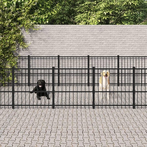 vidaXL udendørs hundebur 16,94 m² stål