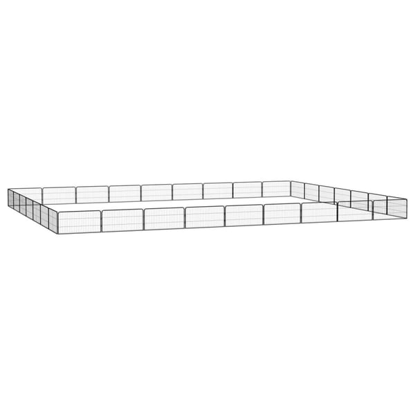 vidaXL 32-panels hundegård 100x50 cm pulverlakeret stål sort