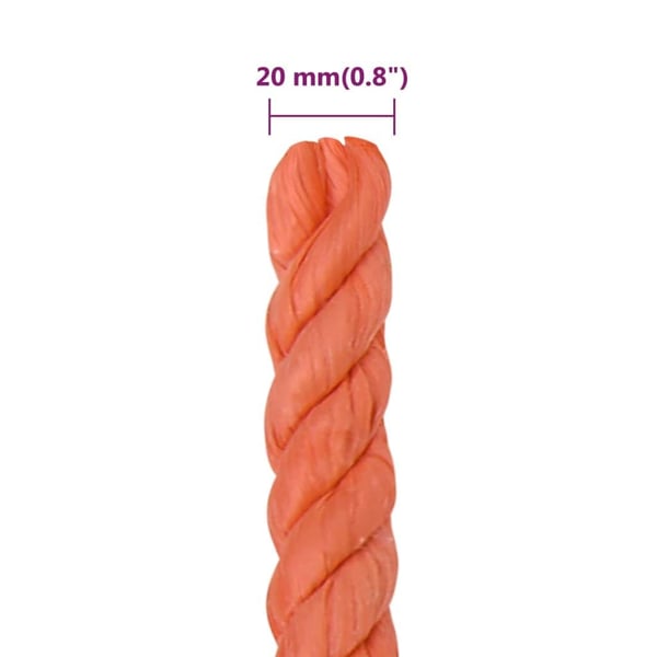 vidaXL Arbeidstau oransje 20 mm 100 m polypropylen