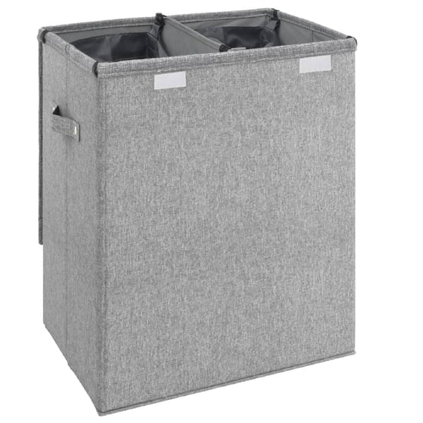 vidaXL Sammenleggbar vaskekurv grå 51x34,5x59 cm imitert linstoff
