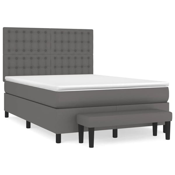 vidaXL kontinentalseng med madras 140x190 cm kunstlæder grå
