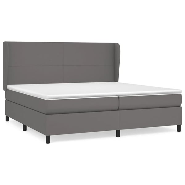vidaXL kontinentalseng med madras 200x200 cm kunstlæder grå