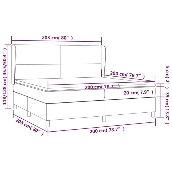 vidaXL kontinentalseng med madras 200x200 cm kunstlæder grå