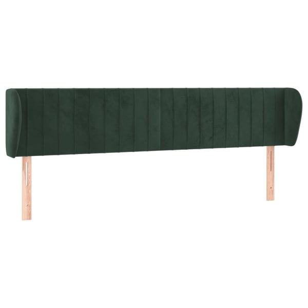 vidaXL sengegavl med kanter 203x23x78/88 cm fløjl mørkegrøn