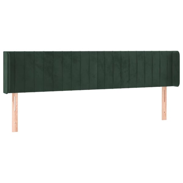 vidaXL sengegavl med kanter 203x16x78/88 cm fløjl mørkegrøn