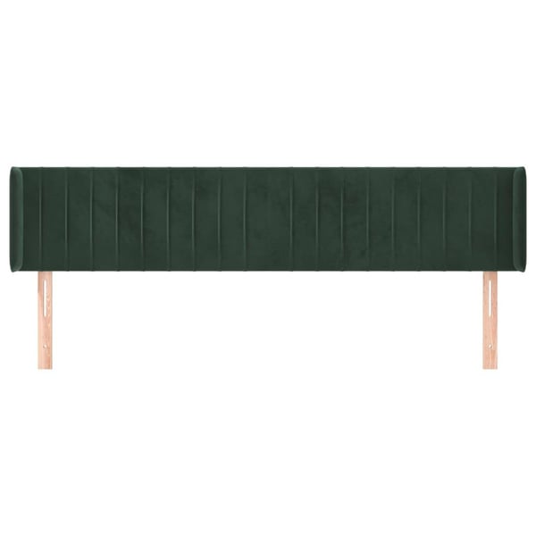 vidaXL sengegavl med kanter 203x16x78/88 cm fløjl mørkegrøn
