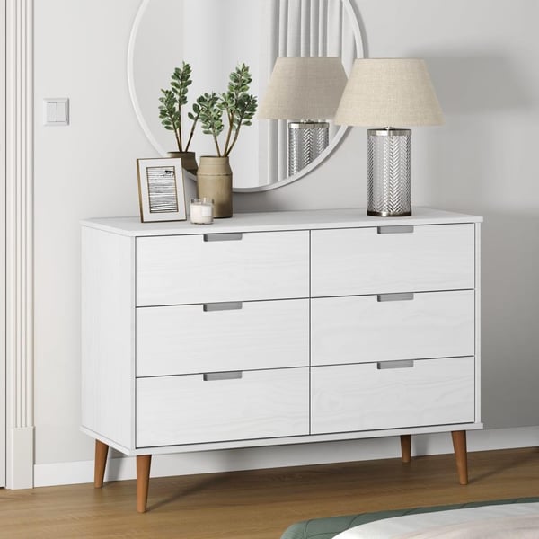 vidaXL Kommode MOLDE hvit 113x40x80 cm heltre furu