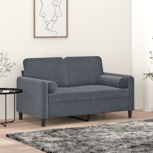 vidaXL pyntepuder 2 stk. Ø15x50 cm velour mørkegrå