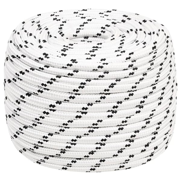 vidaXL Punottu veneköysi valkoinen 12 mm x 100 m polyesteri