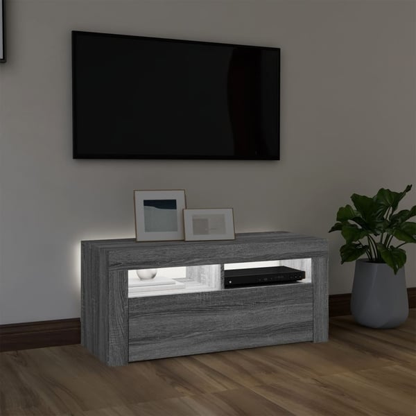 vidaXL TV-taso LED-valoilla harmaa Sonoma 90x35x40 cm