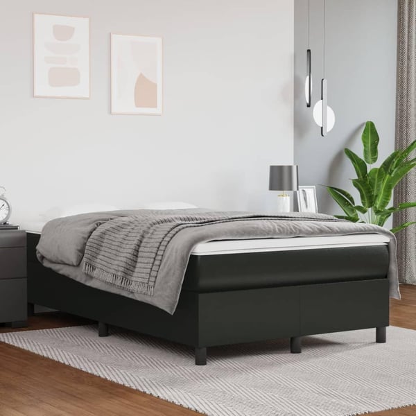 vidaXL Boxspring sengeramme 120x200 cm kunstlæder sort