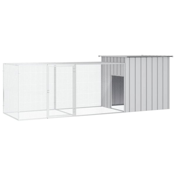vidaXL hønsehus 300x91x100 cm galvaniseret stål grå