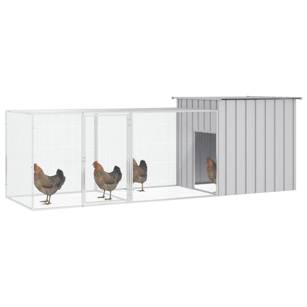vidaXL Kyllingbur grå 300x91x100 cm galvanisert stål