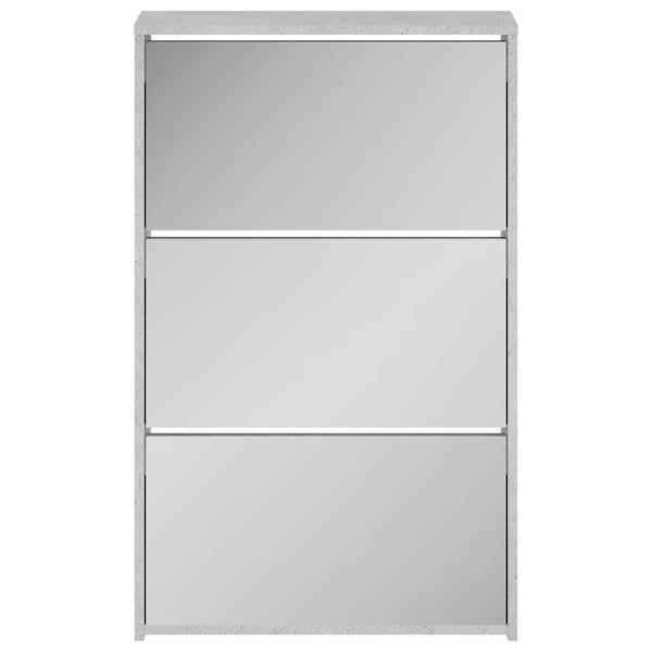 vidaXL Skoskap med speil 3 lag betonggrå 63x17x102,5 cm