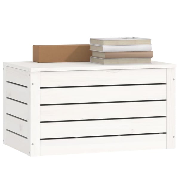 vidaXL opbevaringskasse 59,5x36,5x33 cm massivt fyrretræ hvid