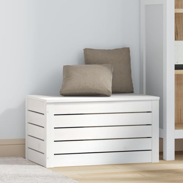 vidaXL opbevaringskasse 59,5x36,5x33 cm massivt fyrretræ hvid