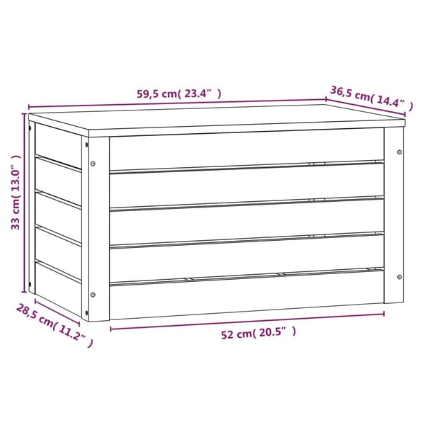 vidaXL opbevaringskasse 59,5x36,5x33 cm massivt fyrretræ hvid