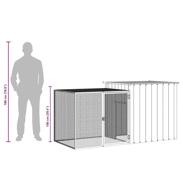 vidaXL Kaninbur grå 200x91x100 cm galvanisert stål