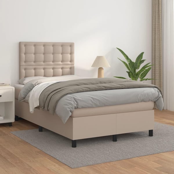 vidaXL kontinentalseng 120x200 cm kunstlæder cappuccinofarvet