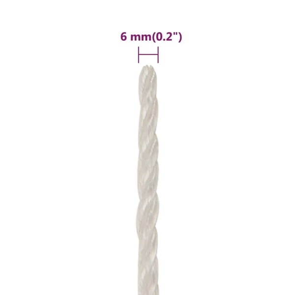 vidaXL Arbeidstau hvit 6 mm 100 m polypropylen