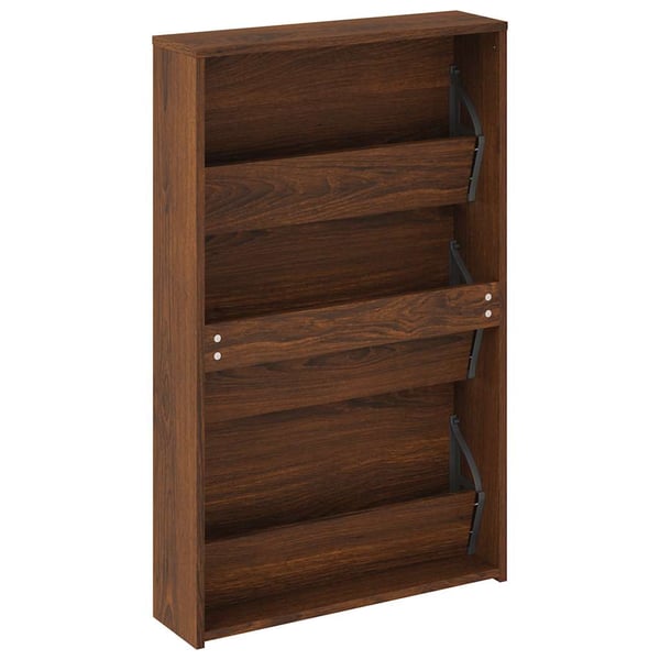 vidaXL Skoskap med speil 3 lag brun eik 63x17x102,5 cm