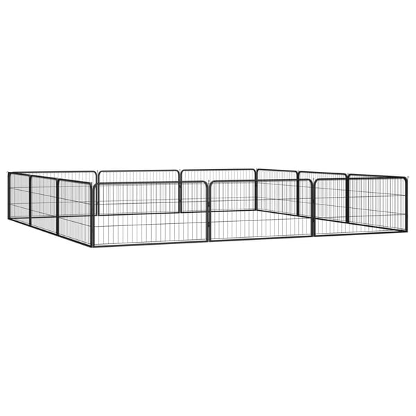 vidaXL Hundbur 12 paneler svart 100x50 cm pulverlackerat stål