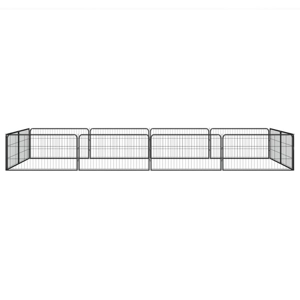 vidaXL Hundbur 12 paneler svart 100x50 cm pulverlackerat stål