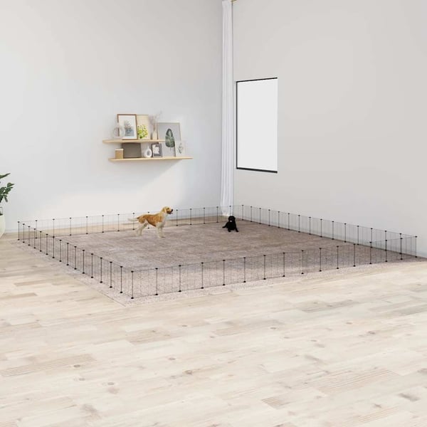 vidaXL Dyrebur 60 paneler med dør svart 35x35 cm stål