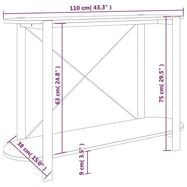 vidaXL Konsollbord 110x38x75 cm konstruert tre