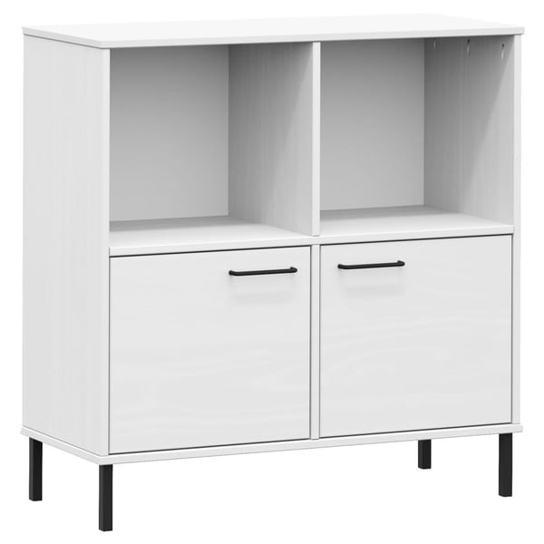 vidaXL bogskab med metalben OSLO 90x35x90,5 cm massivt træ hvid