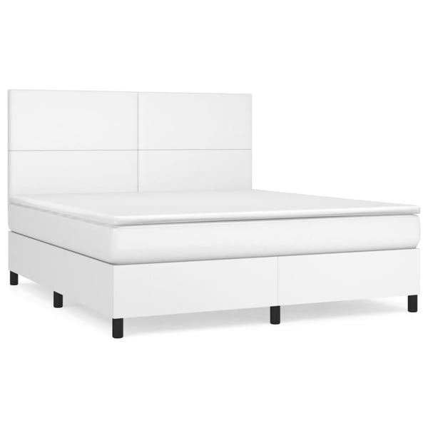 vidaXL Ramsäng med madrass vit 180x200 cm konstläder
