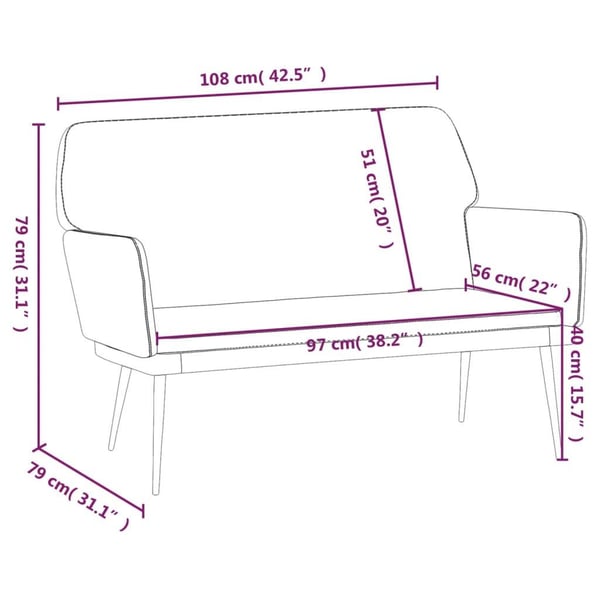 vidaXL bænk 108x79x79 cm velour lyserød