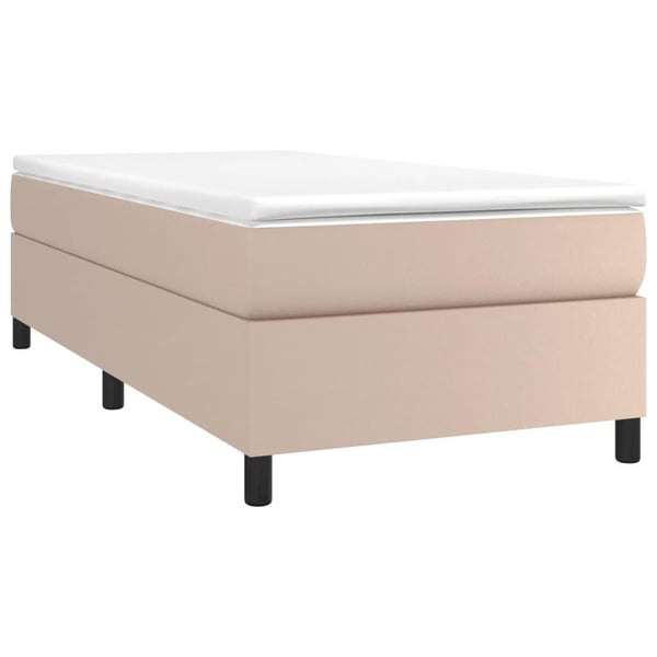 vidaXL Ramsäng med bäddmadrass cappuccino 90x200 cm konstläder
