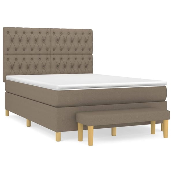 vidaXL kontinentalseng med madras 140x190 cm stof gråbrun