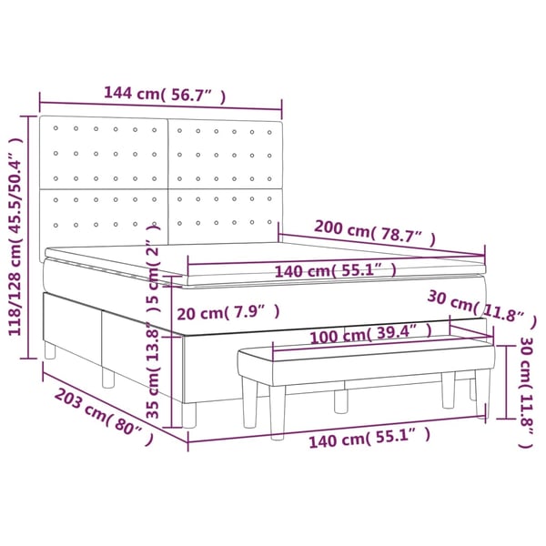 vidaXL kontinentalseng med madras 140x200 cm kunstlæder sort
