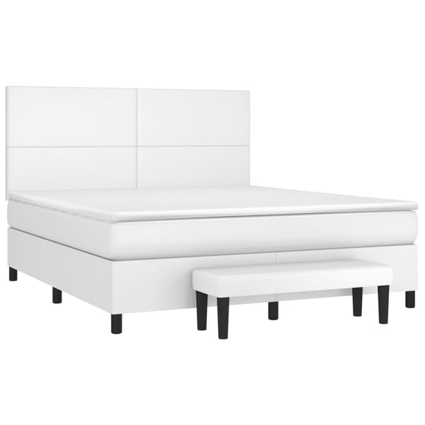 vidaXL kontinentalseng med madras 180x200 cm kunstlæder hvid