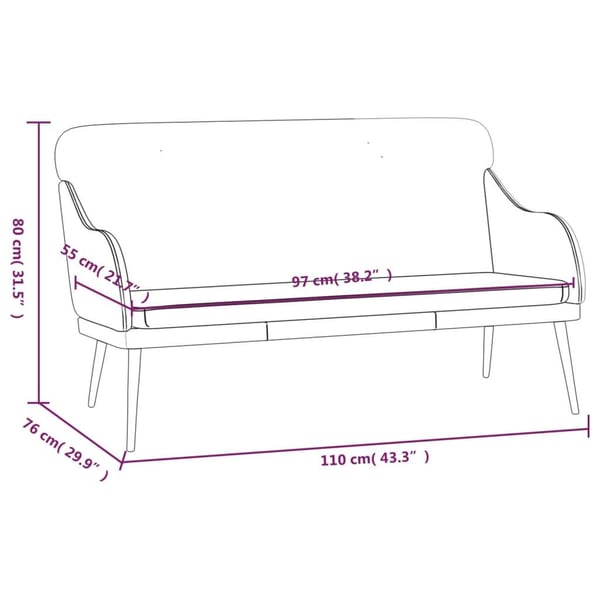 vidaXL Bänk svart 110x76x80 cm konstläder