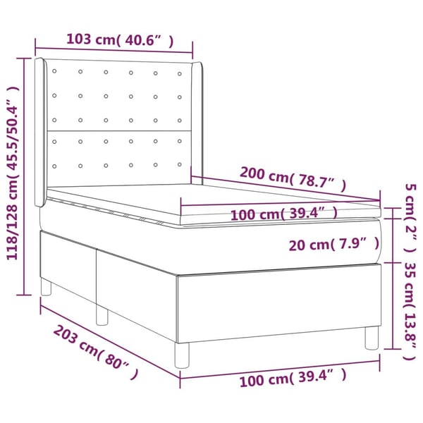 vidaXL kontinentalseng med madras 100x200 cm kunstlæder hvid