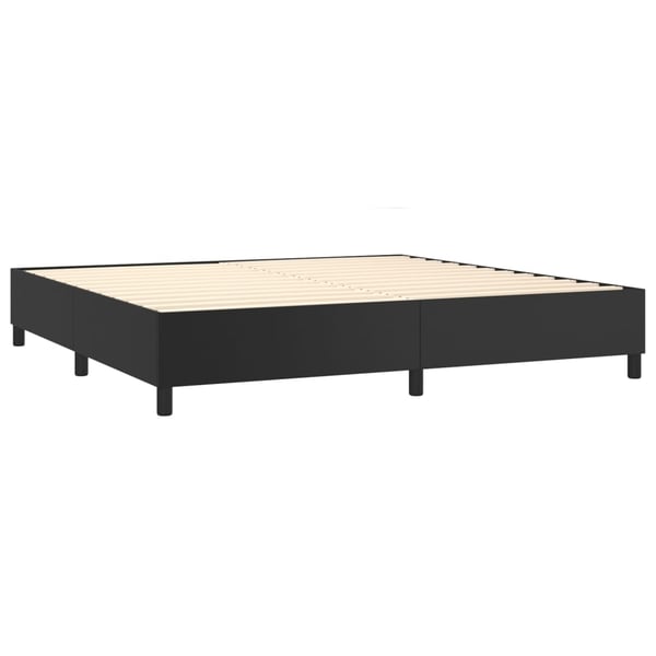 vidaXL kontinentalseng med madras 200x200 cm kunstlæder sort