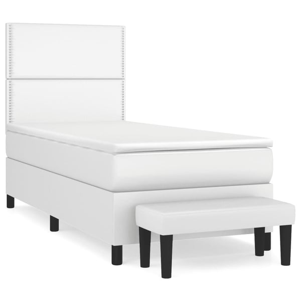 vidaXL kontinentalseng med madras 100x200 cm kunstlæder hvid